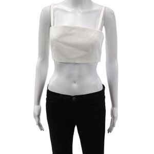 Sara Roka Womens Square Neck Cotton Camisole Sleeveless White Zip Size 40